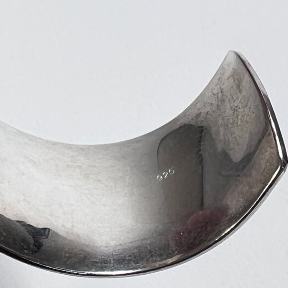 Vintage 925 Sterling Silver Cuff 6" Long Bracelet Silver 1.15" W Curved 55 gram - Picture 5 of 6